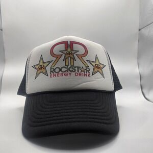 Rockstar Energy Drink Trucker Hat Black White Mesh Snapback Nissun Cap Graphic